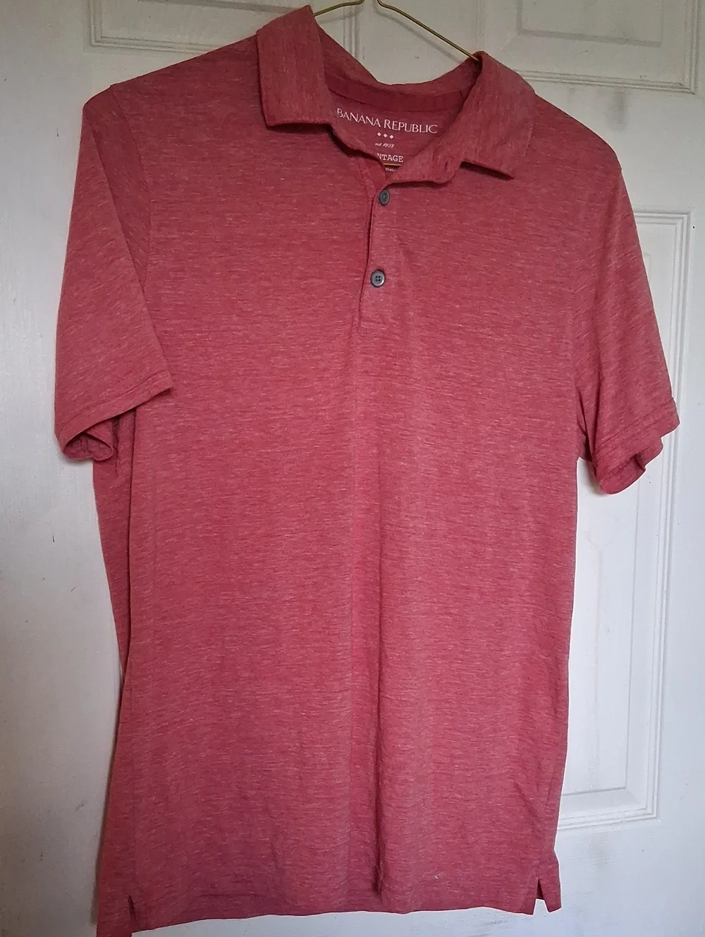 Banana Republic Men's Heathered Coral Red Polo